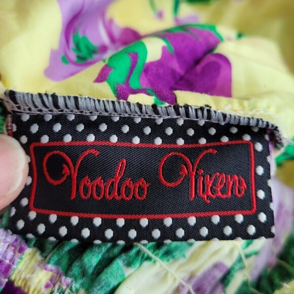Voodoo Vixen yellow floral Pinup Fashion Floral Dress XS - Picture 5 of 10